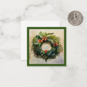 Holly-Kranz-Wasserfarbe Mitteilungskarte (Vorderseite/Rückseite Beispiel)