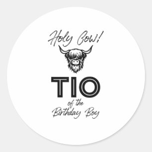 Holly Kuh Tio der Geburt Boy Highland Kuh 1. Runder Aufkleber