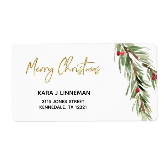 Holly Leaf Aquarell Weihnachtsadresse (Vorne)