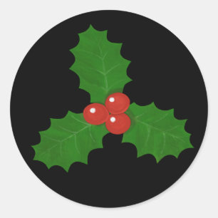 Holly Leaf Runder Aufkleber