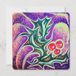 Holly Leaf und Berry Colorful Feiertagskarte