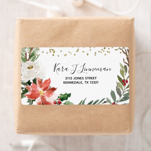 Holly Leaf watercolor foliage Christmas Address La (Insitu)