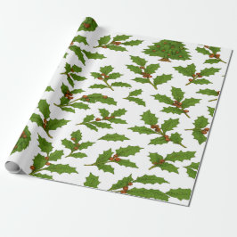 Holly Leaf & Wreath Weihnachten Geschenkpapier