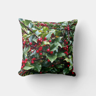 Holly leaves and Berries Christmas botanical Kissen