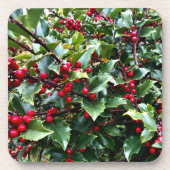 Holly leaves and Berries Getränkeuntersetzer (Vorderseite)