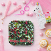 Holly leaves and Berries Pappteller (Party)