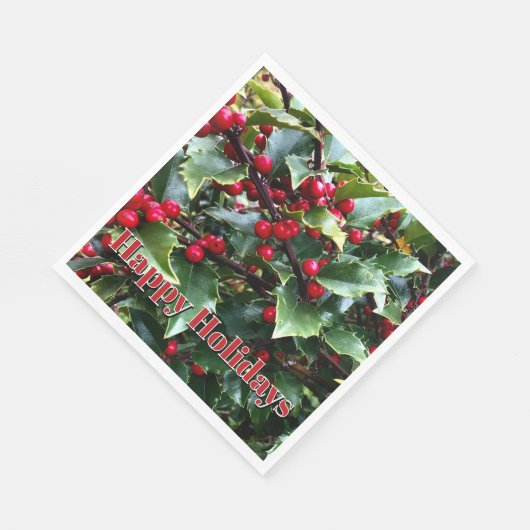 Holly leaves and Berries Serviette (Ecke)