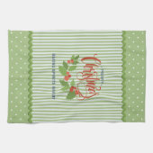 Holly Leaves Berries Vintage Stripes Christmas Geschirrtuch (Horizontal)