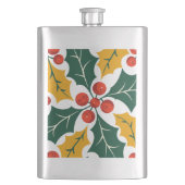 Holly Leaves Retro Modern Big Print Pattern Flachmann (Vorderseite)