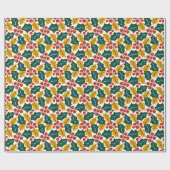 Holly Leaves Retro Modern Big Print Pattern  Geschenkpapier (Flach)