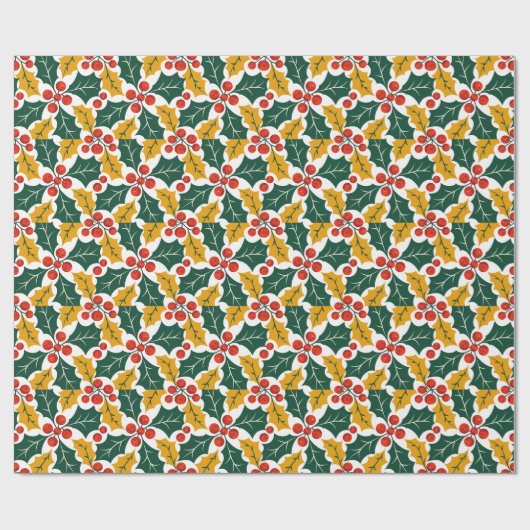 Holly Leaves Retro Modern Big Print Pattern Geschenkpapier (Flach)