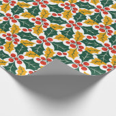 Holly Leaves Retro Modern Big Print Pattern  Geschenkpapier (Ecke)