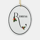 Holly Letter R Monogram und Name Christmas Keramik Ornament (Rechts)
