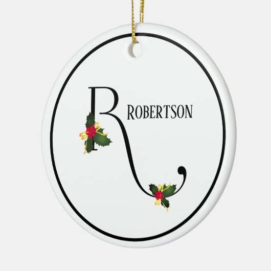Holly Letter R Monogram und Name Christmas Keramik Ornament (Links)