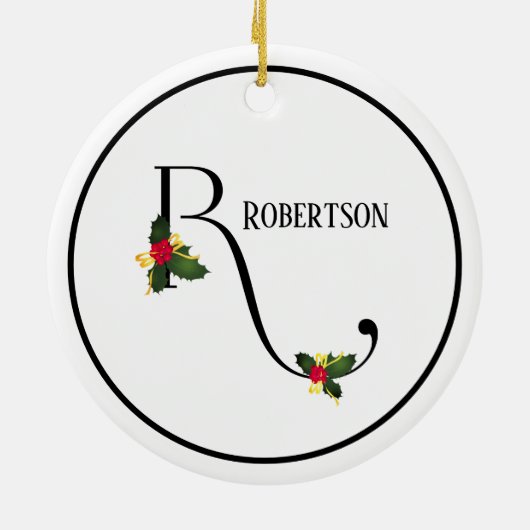 Holly Letter R Monogram und Name Christmas Keramik Ornament (Hinten)