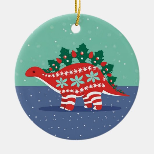 Holly Lights Aglow Stegosaurus Ornament (Vorne)