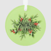 Holly Merry Christmas Acrylic Ornament (Rückseite)