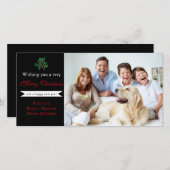 Holly "Merry Christmas" Black - Fotokarte Feiertagskarte (Vorne/Hinten)