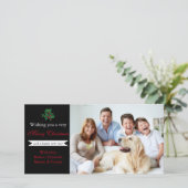 Holly "Merry Christmas" Black - Fotokarte Feiertagskarte (Stehend Vorderseite)