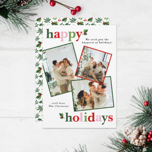 Holly Merry Christmas Bright Fun Family Feiertagskarte