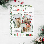 Holly Merry Christmas Bright Fun Family Feiertagskarte<br><div class="desc">Helle und lustige Weihnachtskarte zum Versand an Familie und Freunde!</div>