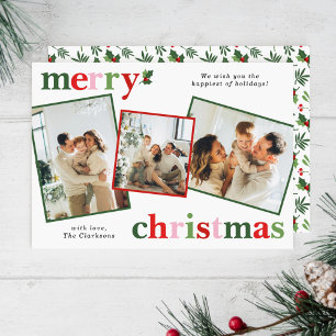 Holly Merry Christmas Bright Fun Family Feiertagskarte