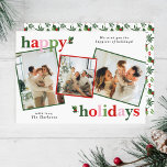 Holly Merry Christmas Bright Fun Family Feiertagskarte<br><div class="desc">Helle und lustige Weihnachtskarte zum Versand an Familie und Freunde!</div>