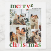 Holly Merry Christmas Bright Fun Family Weinetikett (Einzelnes Label)