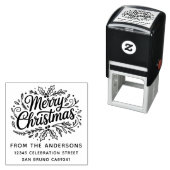 Holly Merry Christmas Family Name Rücksendeadresse Permastempel (Beispiel)