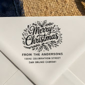 Holly Merry Christmas Family Name Rücksendeadresse Permastempel