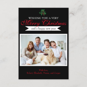 Holly "Merry Christmas" Foto - 3x5 Weihnachtskarte Einladung