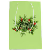Holly Merry Christmas Medium Geschenktasche Mittlere Geschenktüte (Vorderseite)