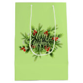 Holly Merry Christmas Medium Geschenktasche Mittlere Geschenktüte (Rückseite)