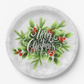 Holly Merry Christmas Paper Plate Pappteller (Vorderseite)