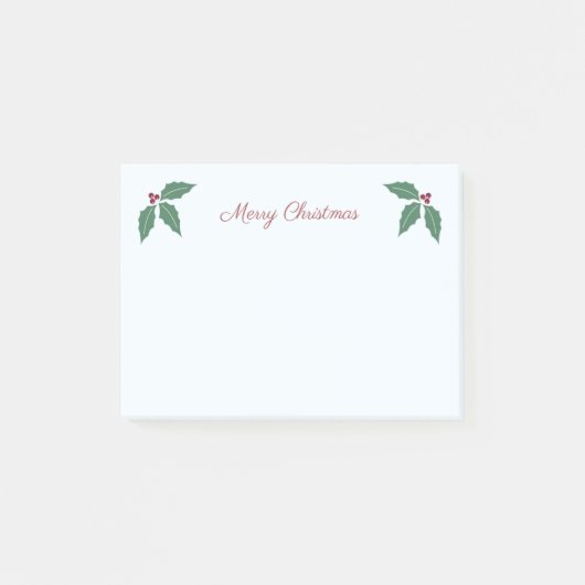 Holly & Merry Christmas Post-it Klebezettel (Vorderseite)