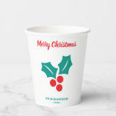 Holly Merry Christmas Red White Green Individuelle Pappbecher (Vorderseite)