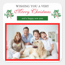 Holly Merry Christmas - Square Sticker