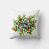 Holly Merry Christmas Throw Kissen (Rückseite)
