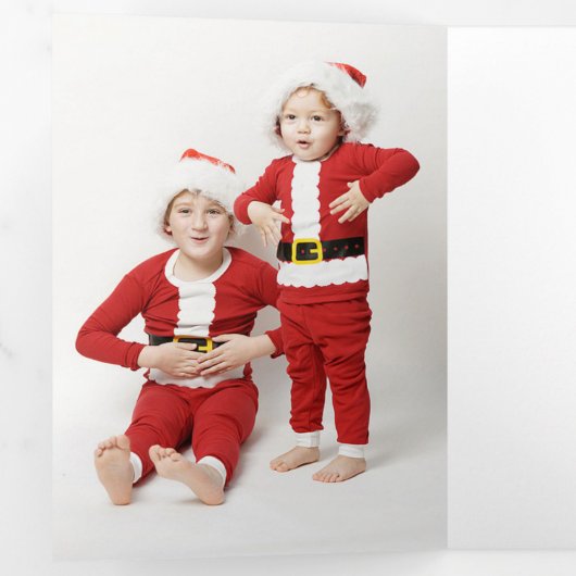 Holly Merry Christmas Trifold Foto Weihnachten Dreifach Gefaltete Urlaubskarte (Innen Erste Seite)