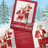Holly Merry Christmas Trifold Foto Weihnachten Dreifach Gefaltete Urlaubskarte