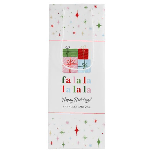 Holly Merry Holiday Fa La La Geschenktüte Für Weinflaschen (Vorderseite)