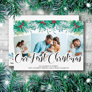 Holly Mistletoe 3 Foto Unser erstes Weihnachtskrip Feiertagskarte