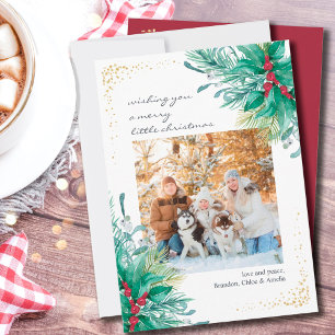 Holly Mistletoe Casual Script Weihnachten Foto Fla