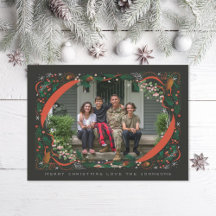 Holly Mistletoe Illustriert Frame Christmas Foto