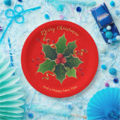 Holly Mistletoe Paper Plate Pappteller (Party)