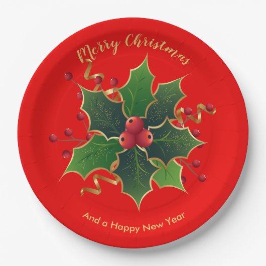 Holly Mistletoe Paper Plate Pappteller (Vorderseite)