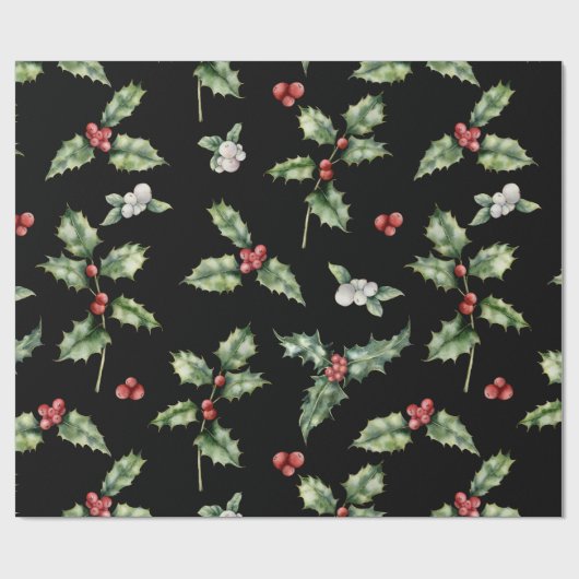 Holly Mistletoe Pattern Geschenkpapier (Flach)