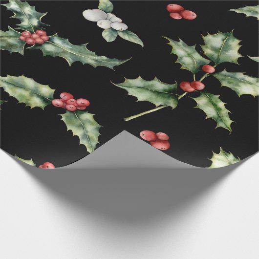 Holly Mistletoe Pattern Geschenkpapier (Ecke)