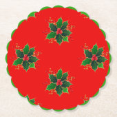 Holly Mistletoe Pattern Paper Untersetzer (Vorderseite)