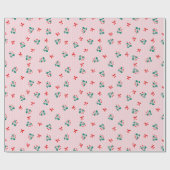 Holly & Mistletoe- Soft Pink Christmas Pattern Geschenkpapier (Flach)